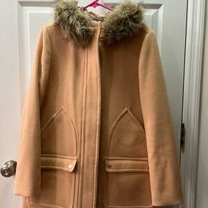 J Crew Factory Vail Parka Coat in Blush with Faux Fur Collar 14